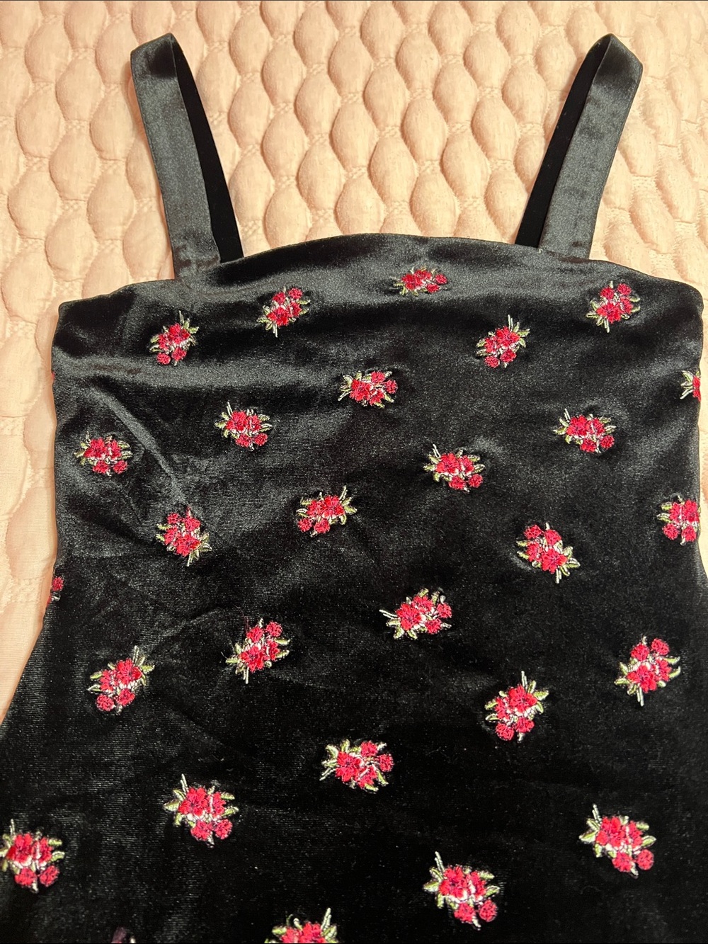 forever21 black velvet embroidered floral roses dress - Picture 4 of 10